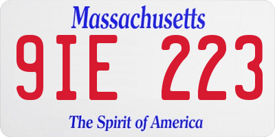 MA license plate 9IE223