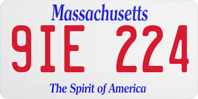 MA license plate 9IE224