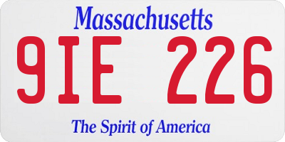 MA license plate 9IE226