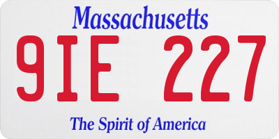 MA license plate 9IE227