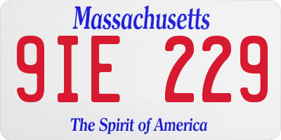 MA license plate 9IE229