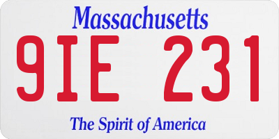 MA license plate 9IE231