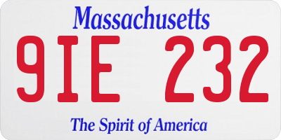 MA license plate 9IE232