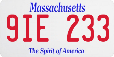MA license plate 9IE233