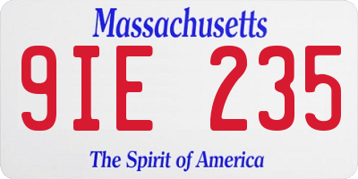 MA license plate 9IE235