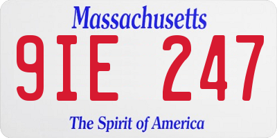 MA license plate 9IE247