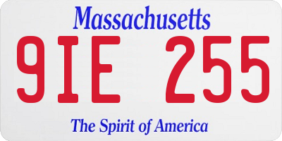 MA license plate 9IE255