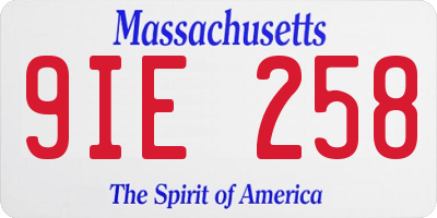 MA license plate 9IE258
