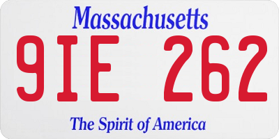 MA license plate 9IE262