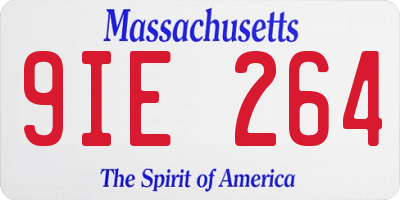 MA license plate 9IE264