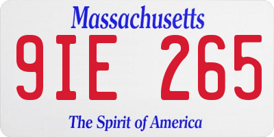 MA license plate 9IE265