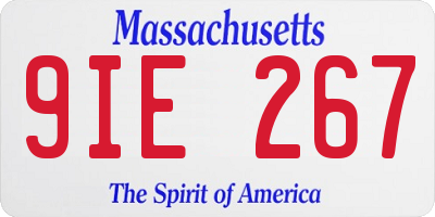 MA license plate 9IE267