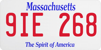 MA license plate 9IE268