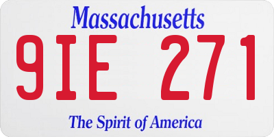 MA license plate 9IE271