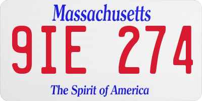 MA license plate 9IE274