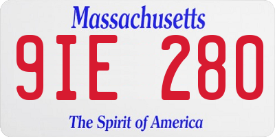 MA license plate 9IE280