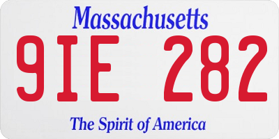 MA license plate 9IE282