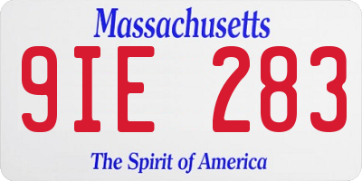 MA license plate 9IE283
