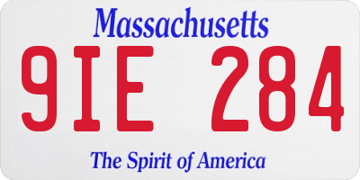 MA license plate 9IE284