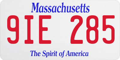 MA license plate 9IE285