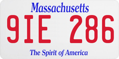 MA license plate 9IE286