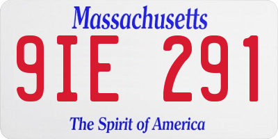 MA license plate 9IE291