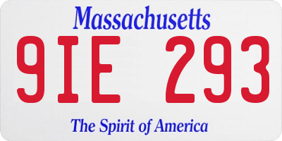 MA license plate 9IE293