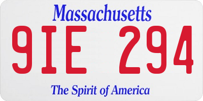 MA license plate 9IE294