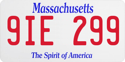 MA license plate 9IE299