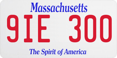 MA license plate 9IE300