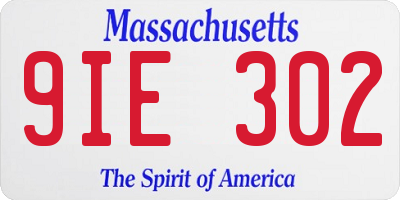 MA license plate 9IE302