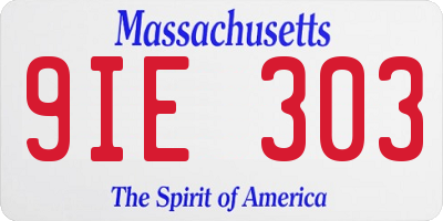 MA license plate 9IE303