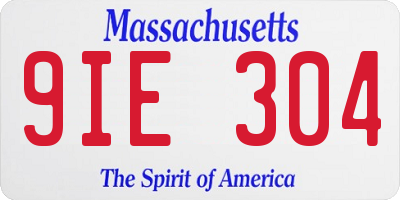 MA license plate 9IE304