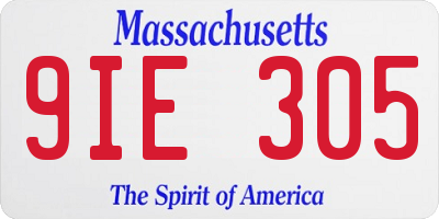 MA license plate 9IE305