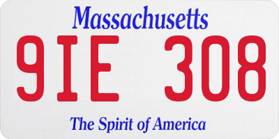 MA license plate 9IE308