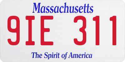 MA license plate 9IE311