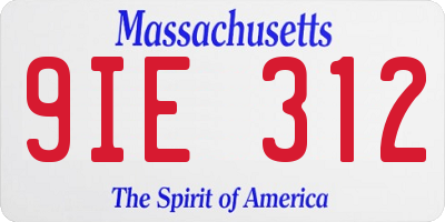 MA license plate 9IE312