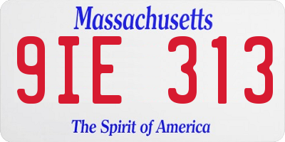 MA license plate 9IE313
