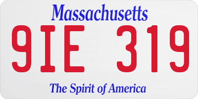 MA license plate 9IE319