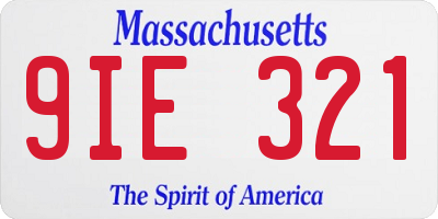 MA license plate 9IE321
