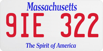 MA license plate 9IE322