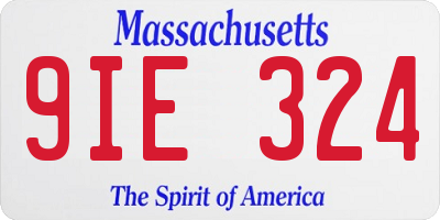 MA license plate 9IE324