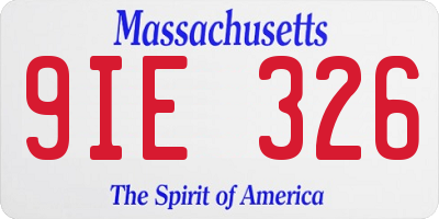 MA license plate 9IE326