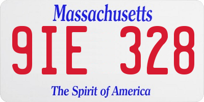 MA license plate 9IE328