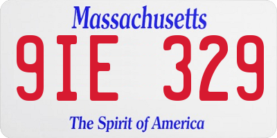 MA license plate 9IE329