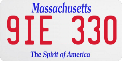 MA license plate 9IE330