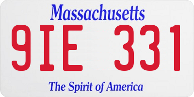 MA license plate 9IE331