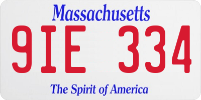 MA license plate 9IE334