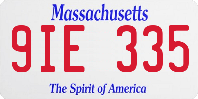 MA license plate 9IE335
