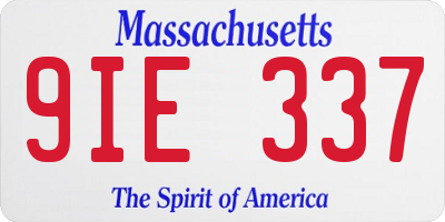 MA license plate 9IE337